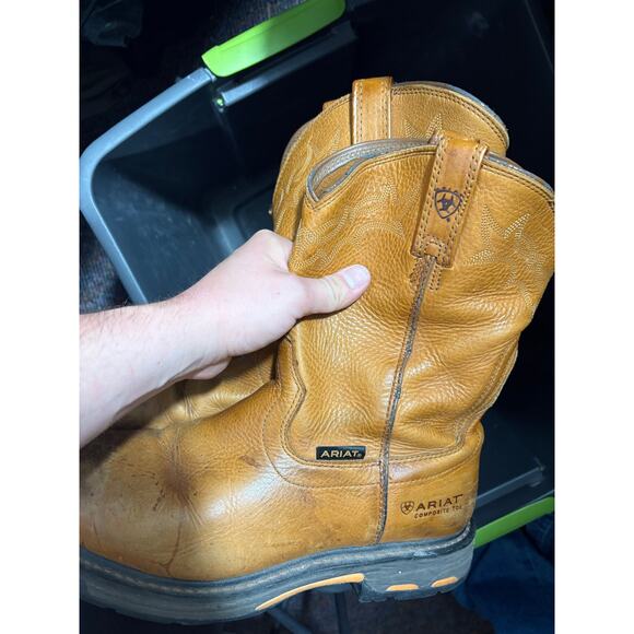 Ariat Western Boot Men 12EE Brown Composite Toe Leather Pull On Workwear Outdoor main image 12